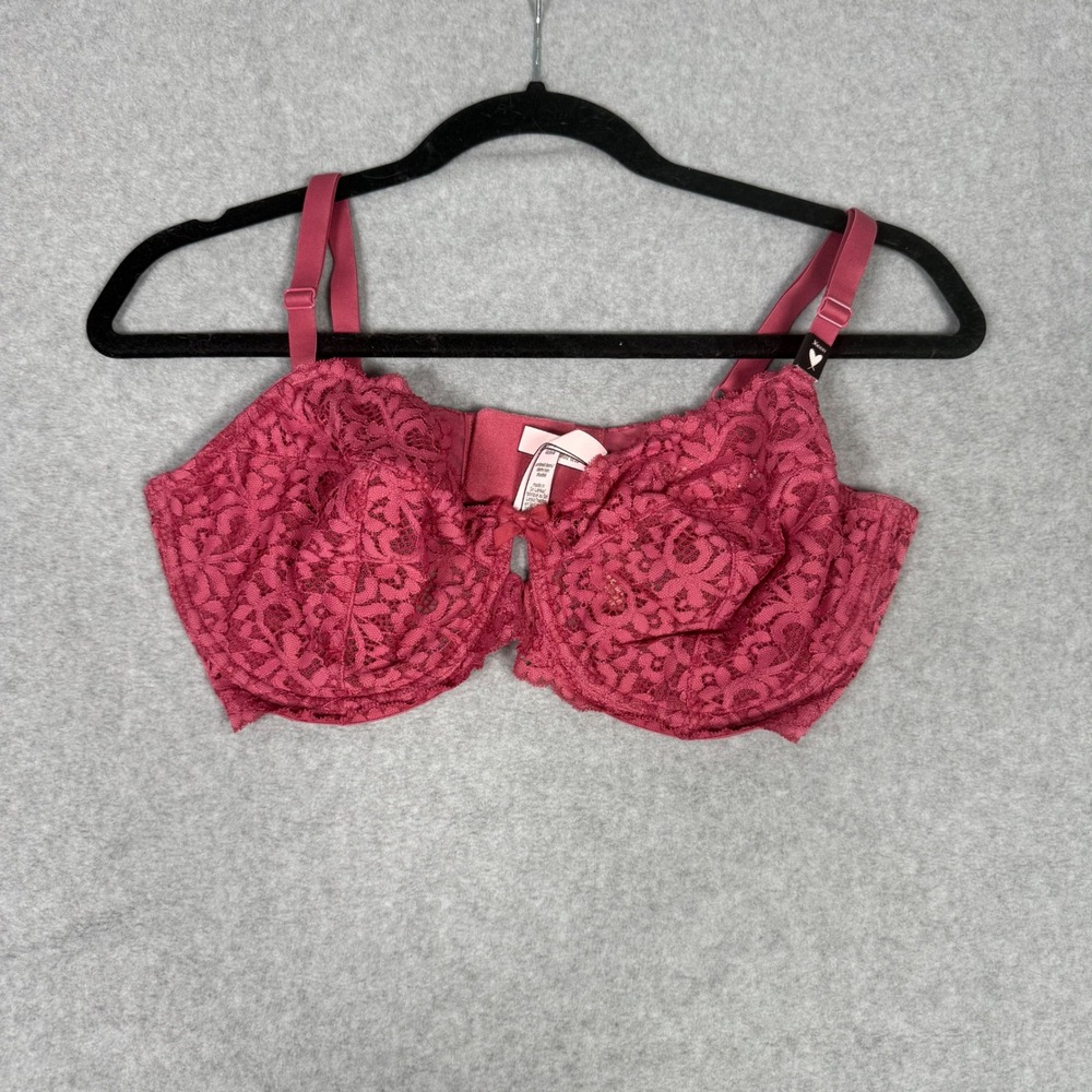 Victorias Secret Pink Lace Unlined Demi Bra 36DDD Underwire Floral New